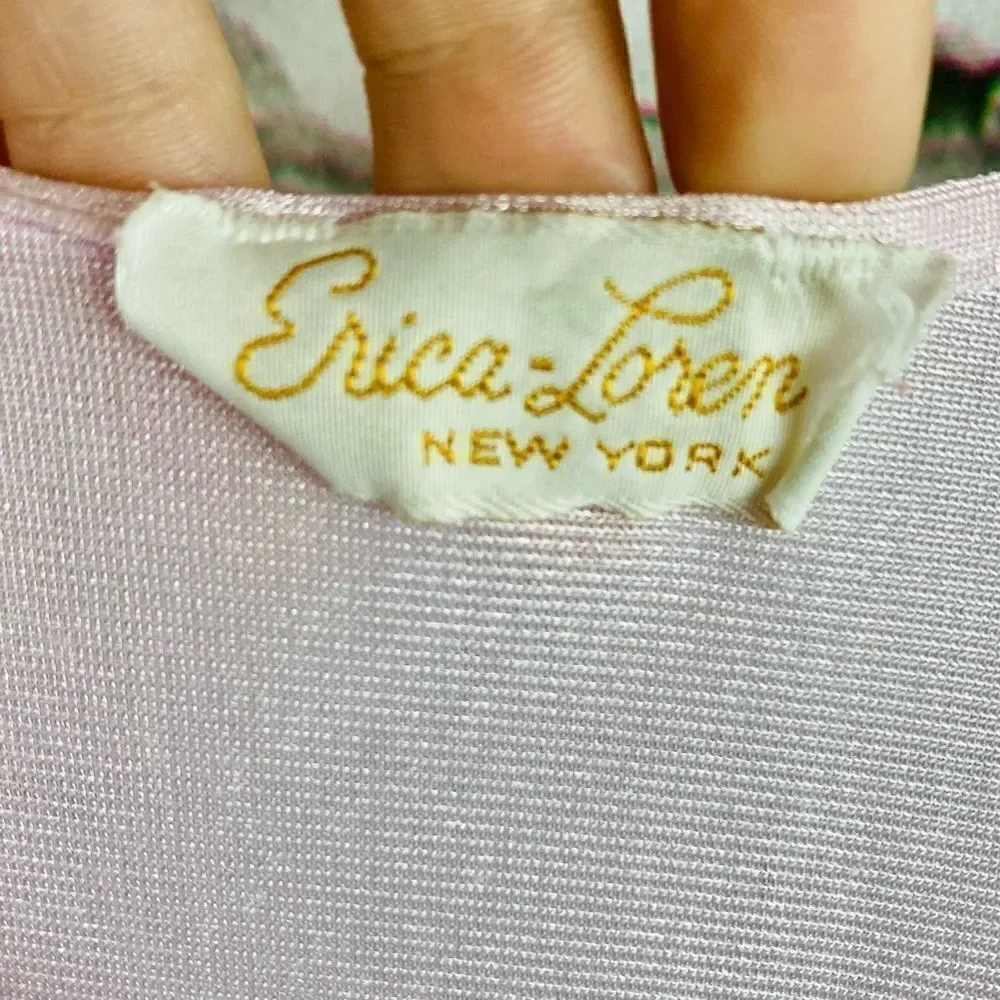VTG 70s Erica Loren NY Lavender/Pink Satin Peignoir Night Gown